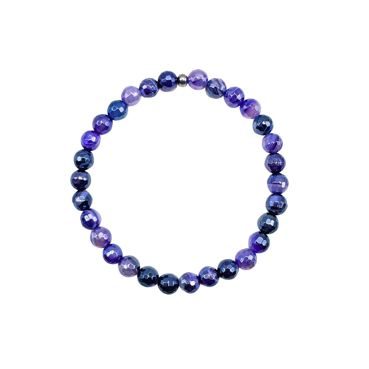 Featherly Purple Banded Agate Faceted Mini Stacker Crystal Gemstone Beaded Bracelet