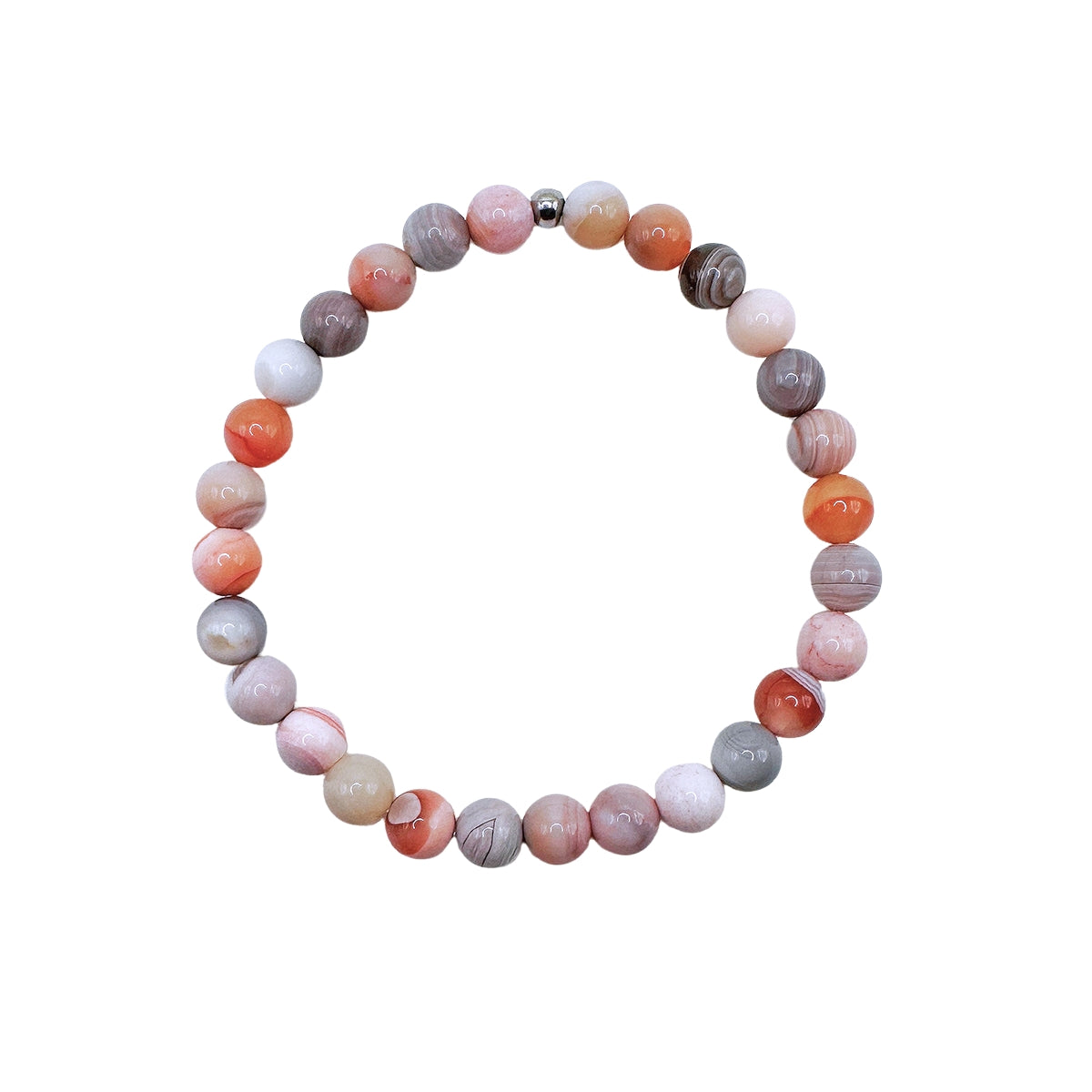 Featherly Pink Botswana Agate Mini Stacker Beaded Gemstone Bracelet