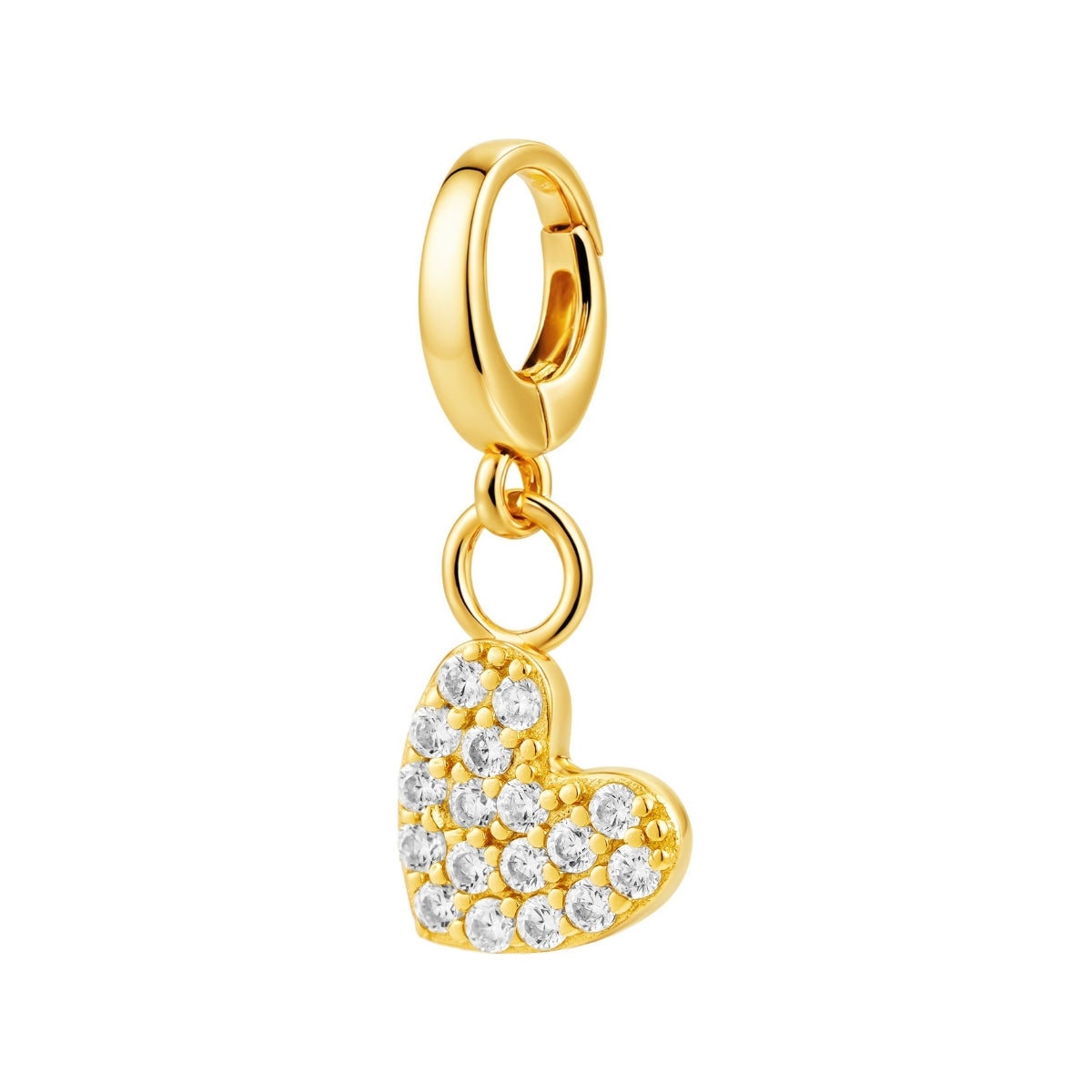 gold heart charm cz heart charm for necklace or bracelet from featherly - clip on charms