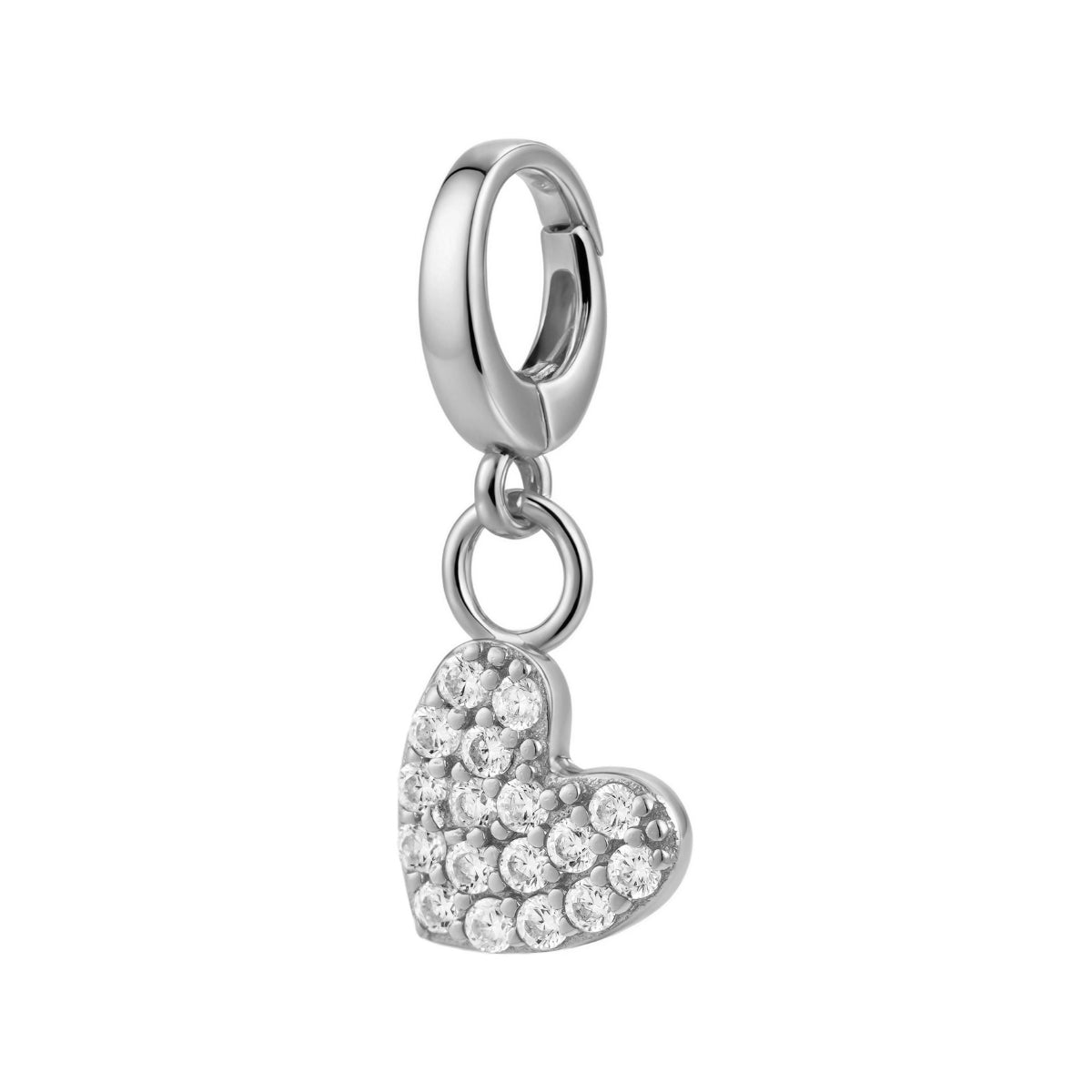 sterling silver heart charm cz heart charm for necklace or bracelet from featherly - clip on charms
