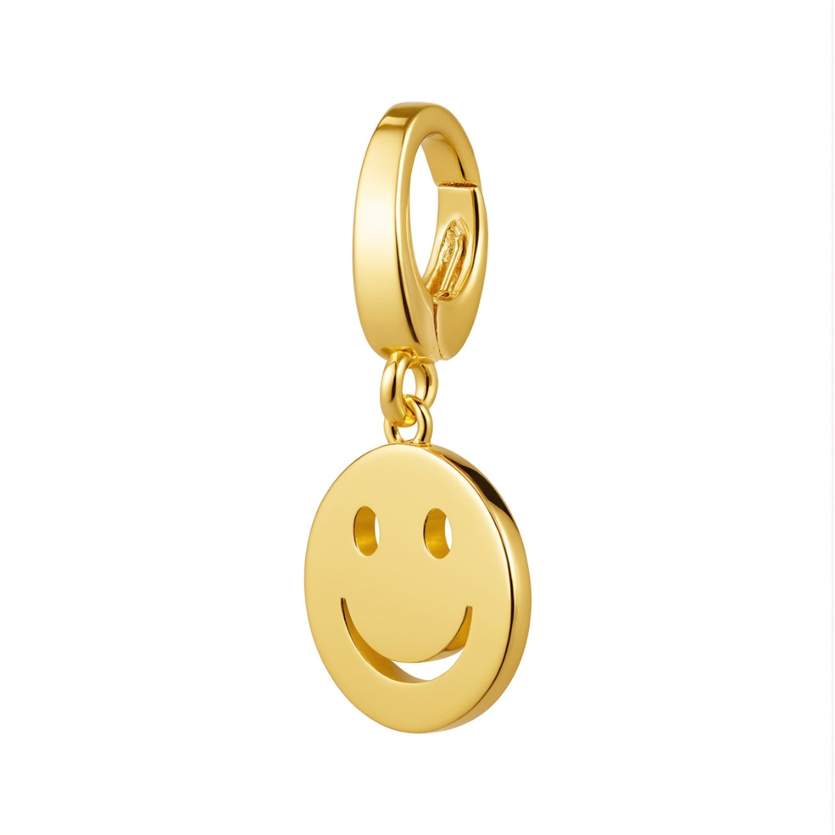gold smiley face charm for necklace or bracelet from featherly - clip on charms