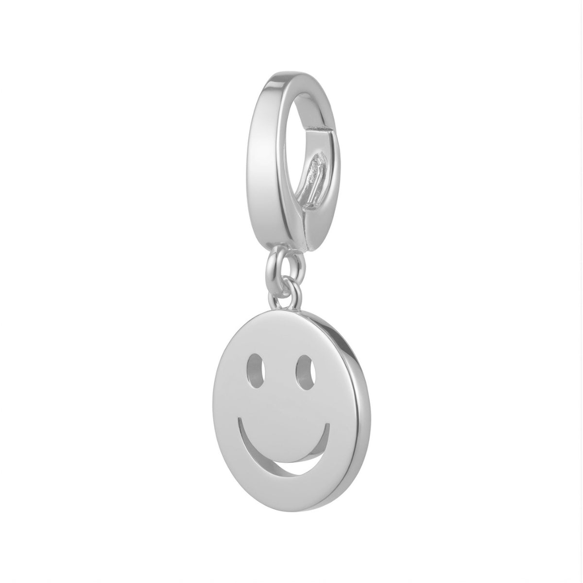 sterling silver smiley face charm for necklace or bracelet from featherly - clip on charms