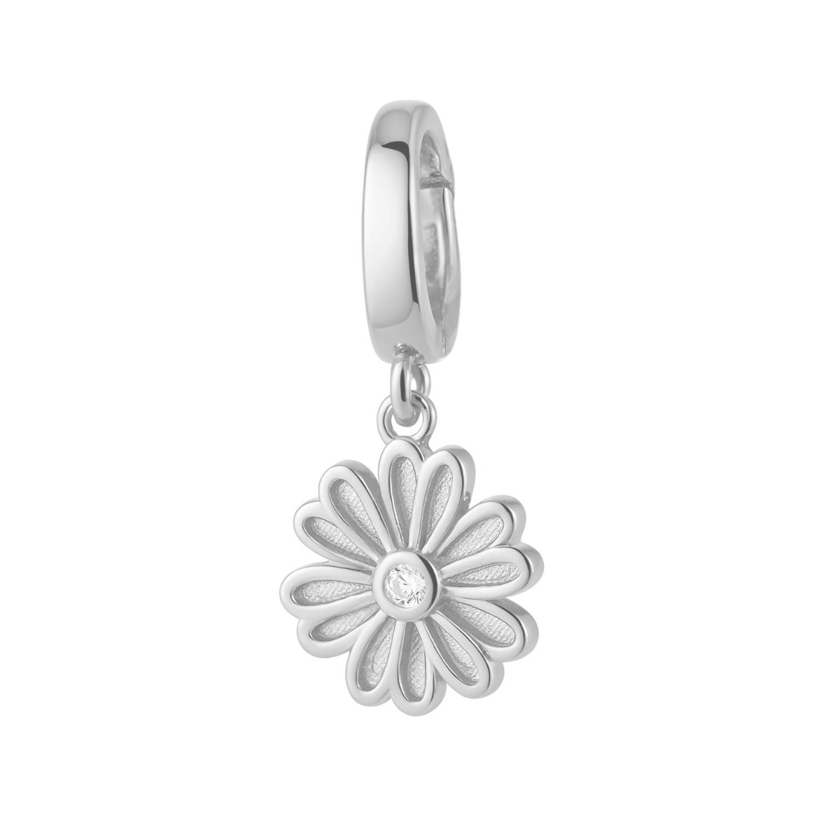 sterling silver flower charm for necklace or bracelet from featherly - clip on charms