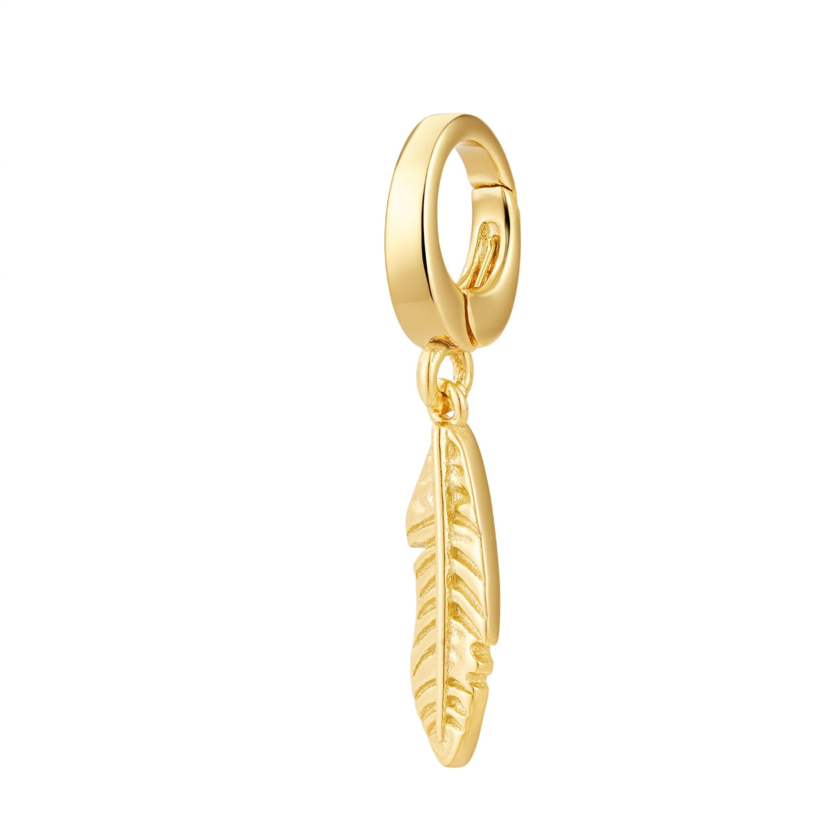 gold feather charm for necklace or bracelet from featherly - clip on charms