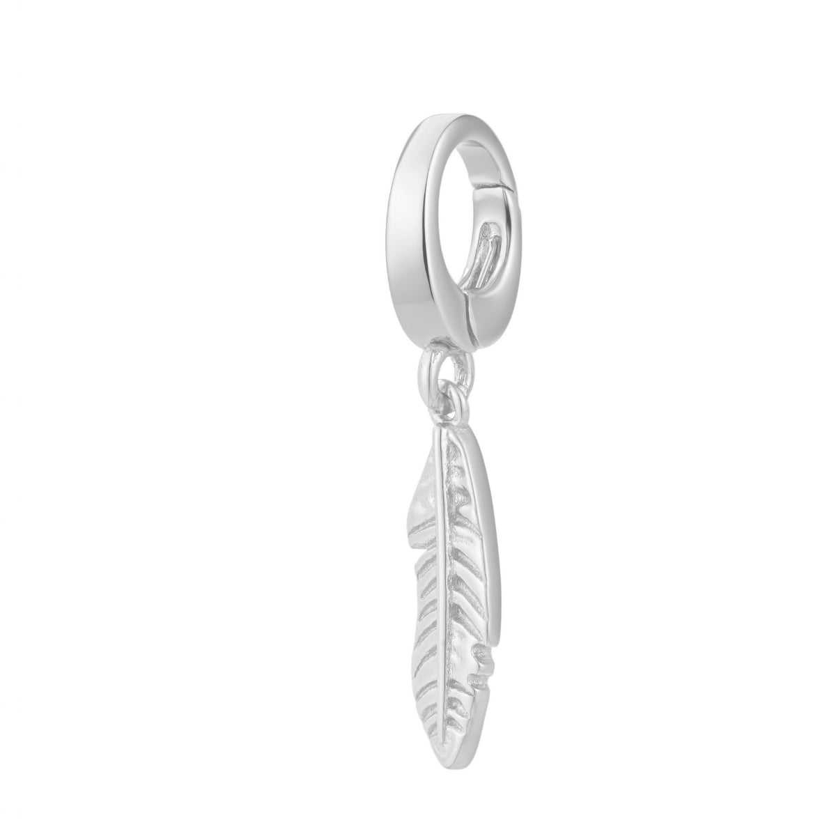 sterling silver feather charm for necklace or bracelet from featherly - clip on charms