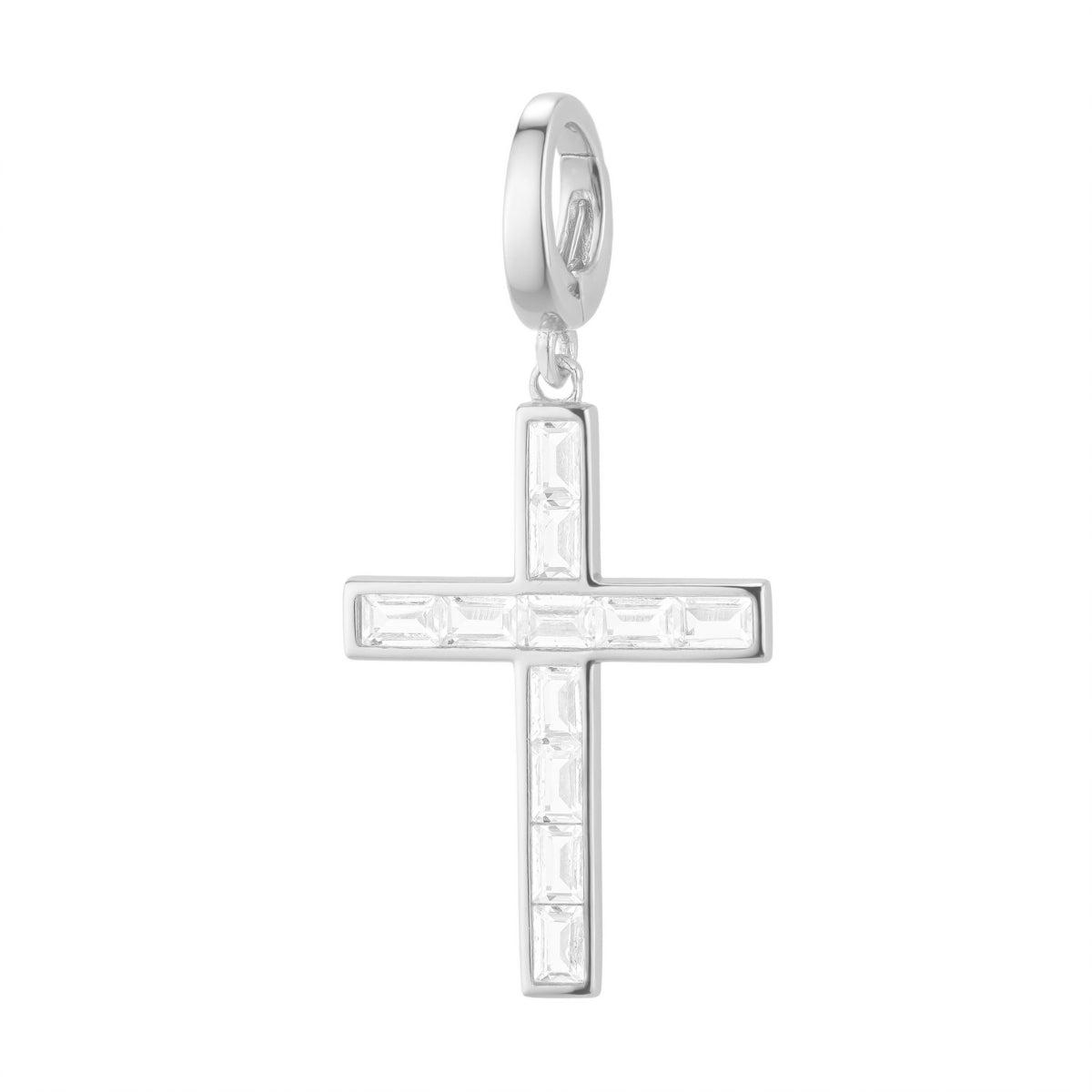 sterling silver cz cross charm for necklace or bracelet from featherly - clip on charms