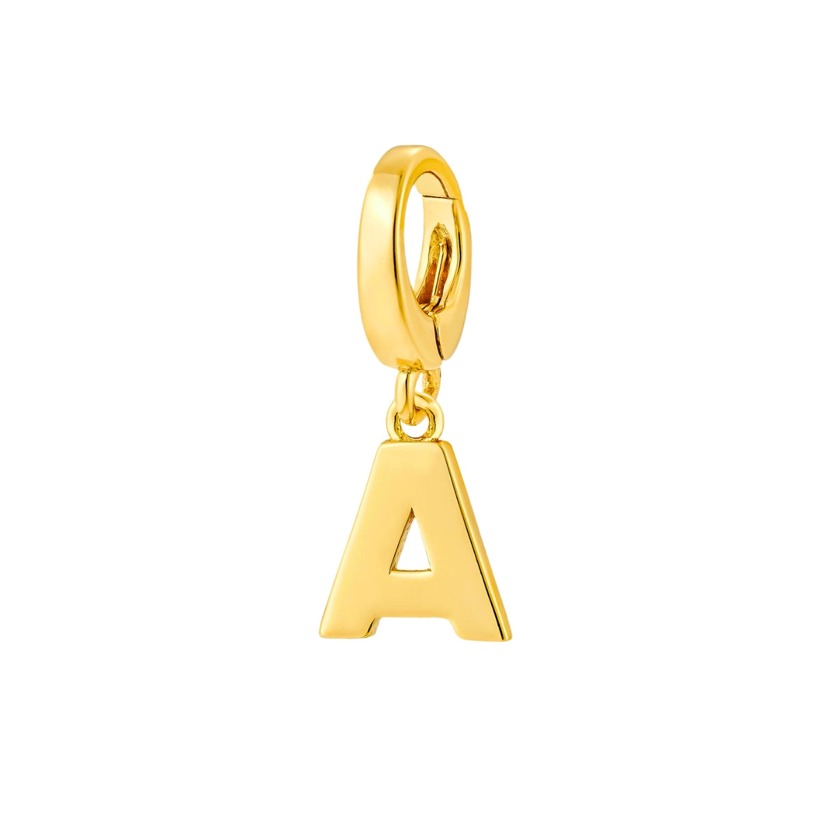 gold initial A charm for necklace or bracelet from featherly - clip on charms