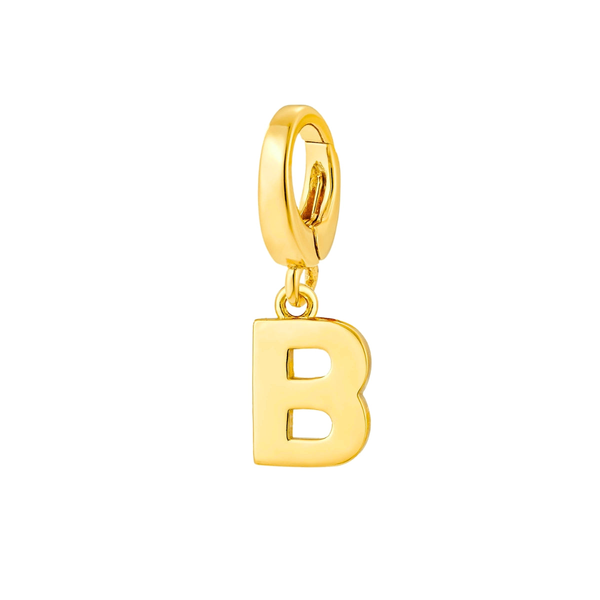 gold initial B charm for necklace or bracelet from featherly - clip on charms