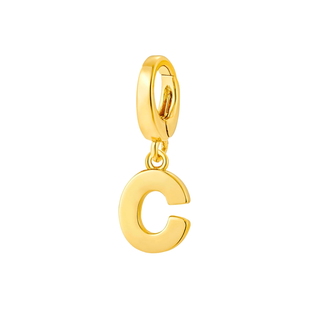 gold initial C charm for necklace or bracelet from featherly - clip on charms