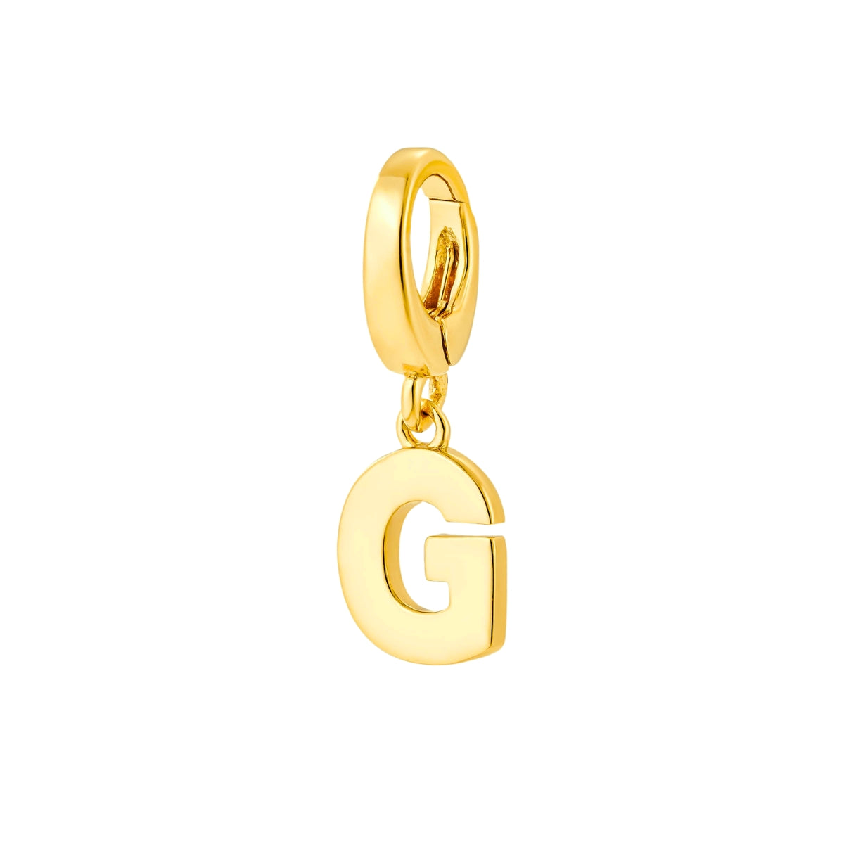 gold initial G charm for necklace or bracelet from featherly - clip on charms