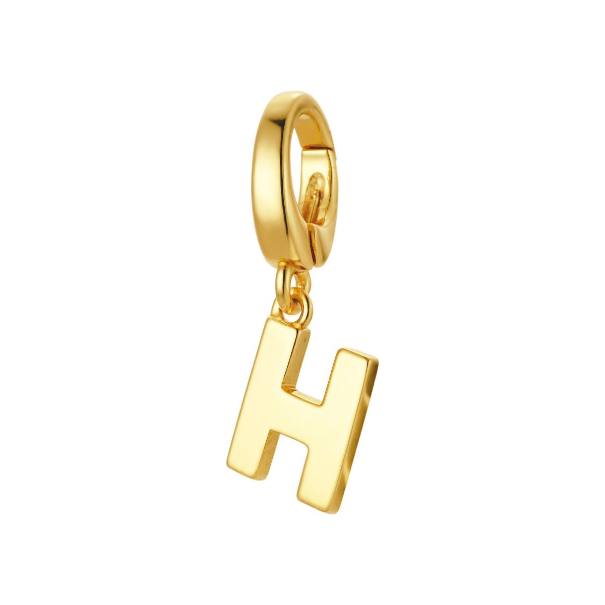 gold initial H charm for necklace or bracelet from featherly - clip on charms