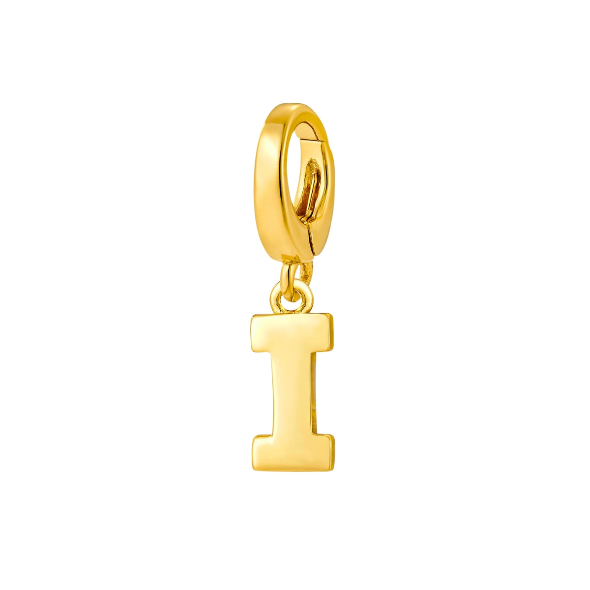 gold initial I charm for necklace or bracelet from featherly - clip on charms