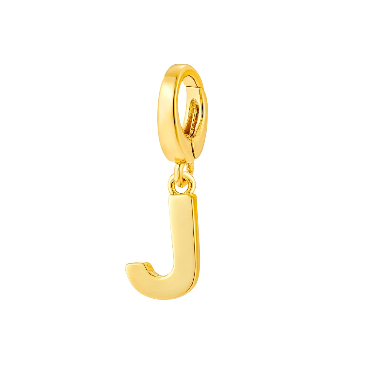 gold initial J charm for necklace or bracelet from featherly - clip on charms