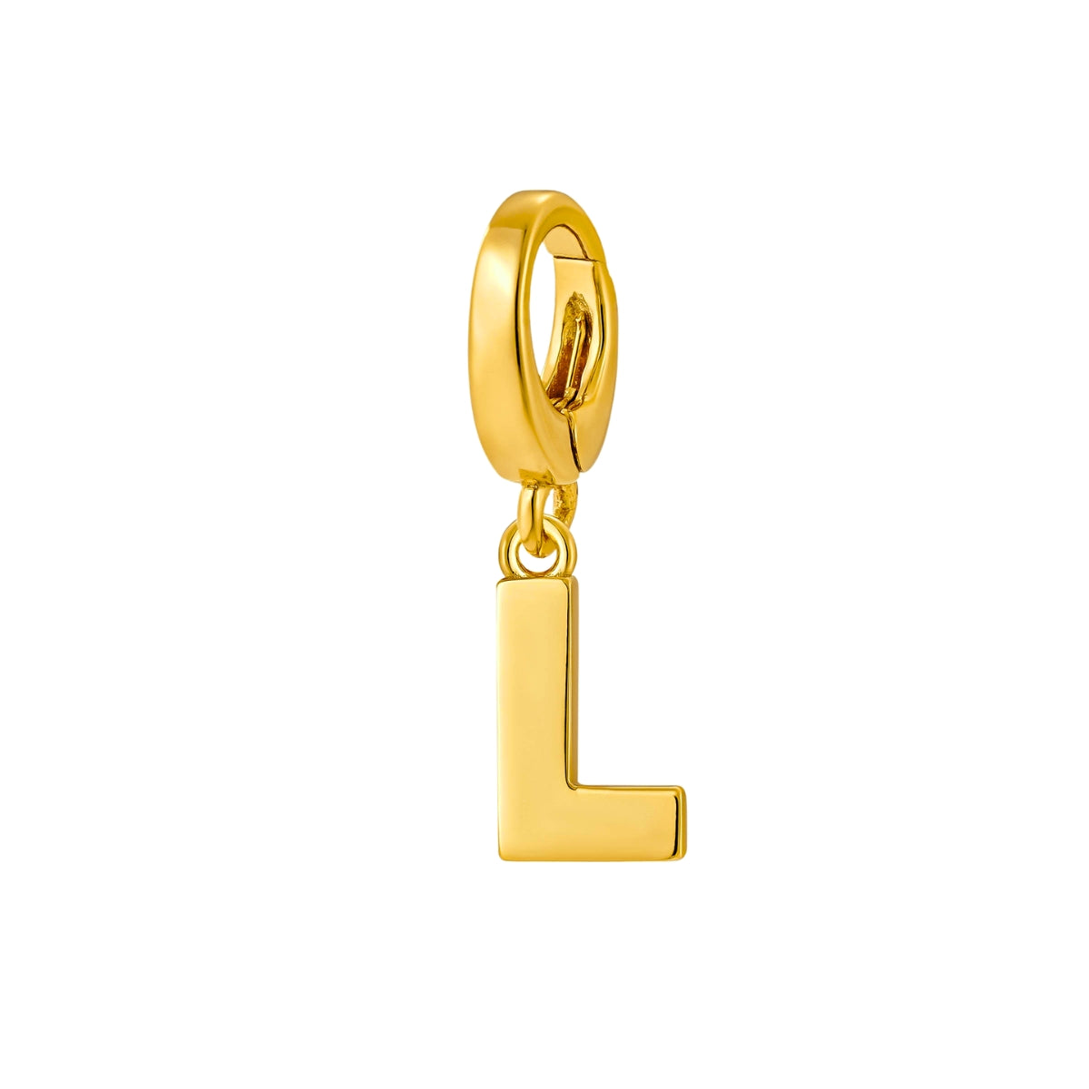 gold initial L charm for necklace or bracelet from featherly - clip on charms