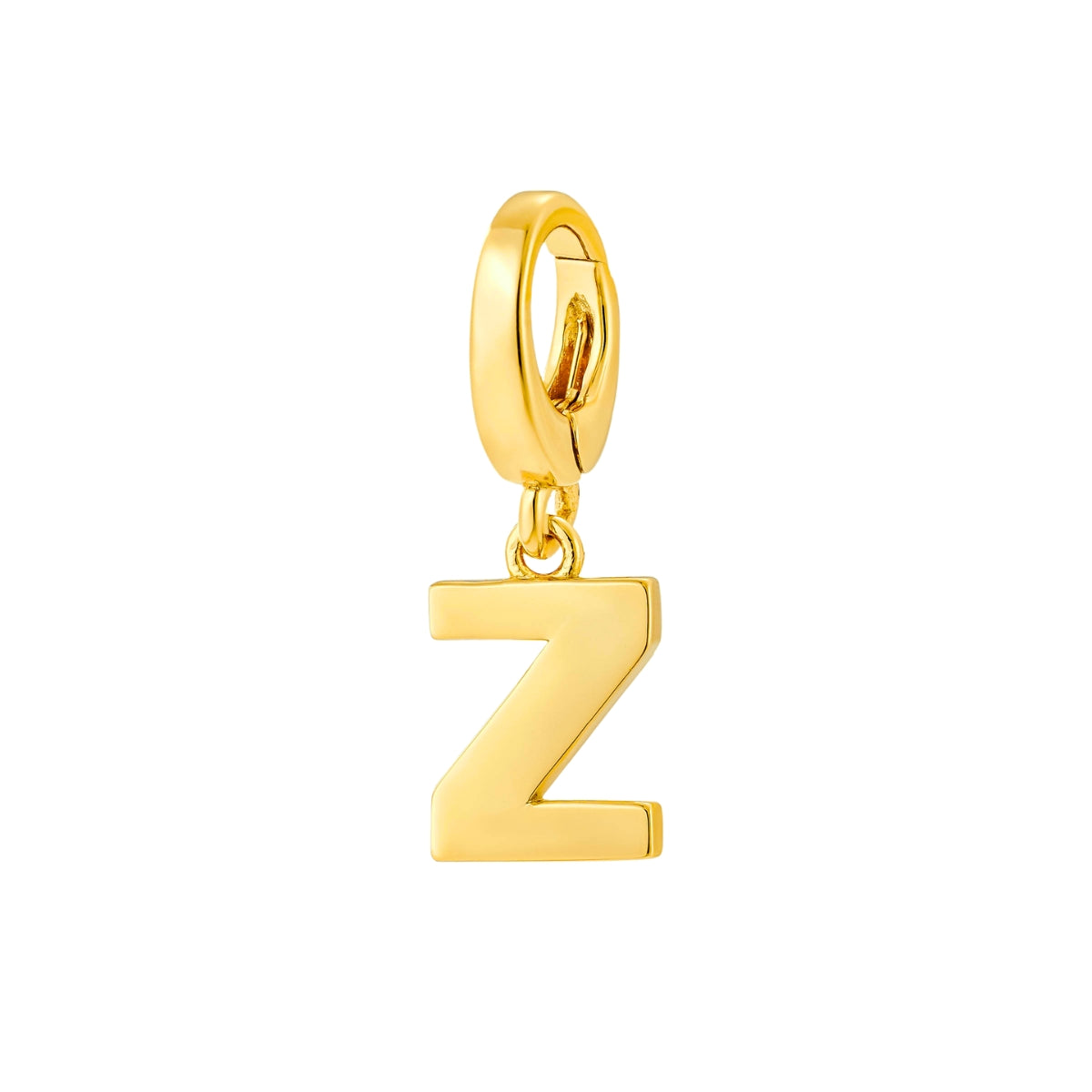 gold initial Z charm for necklace or bracelet from featherly - clip on charms