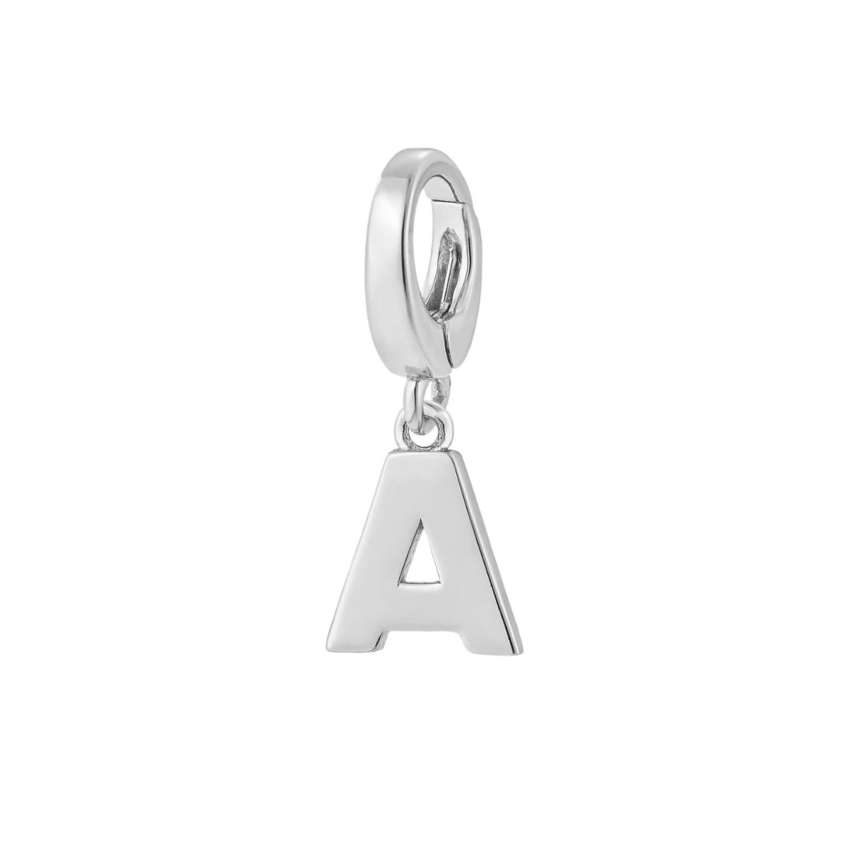 sterling silver initial A charm for necklace or bracelet from featherly - clip on charms