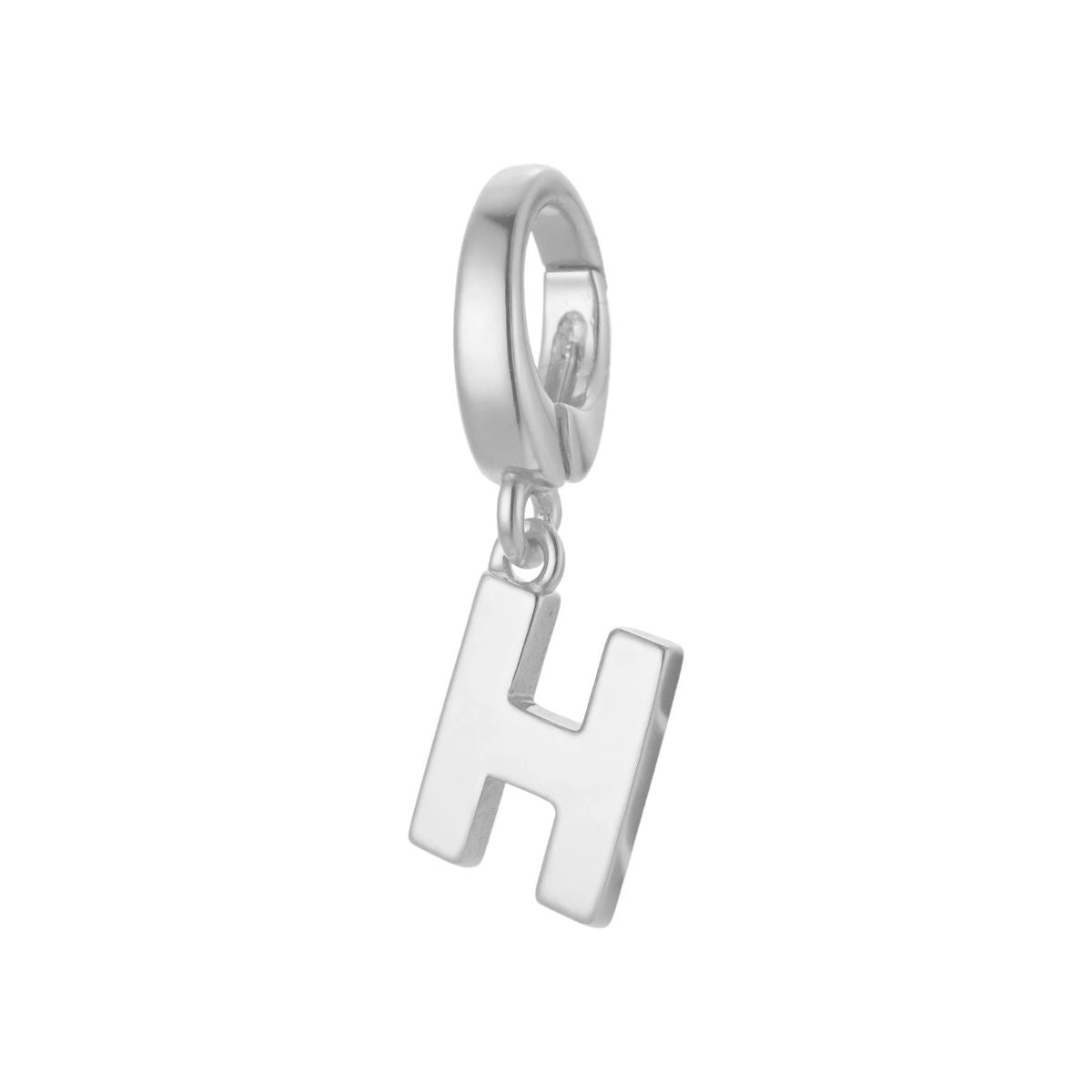 silver initial H charm for necklace or bracelet from featherly - clip on charms