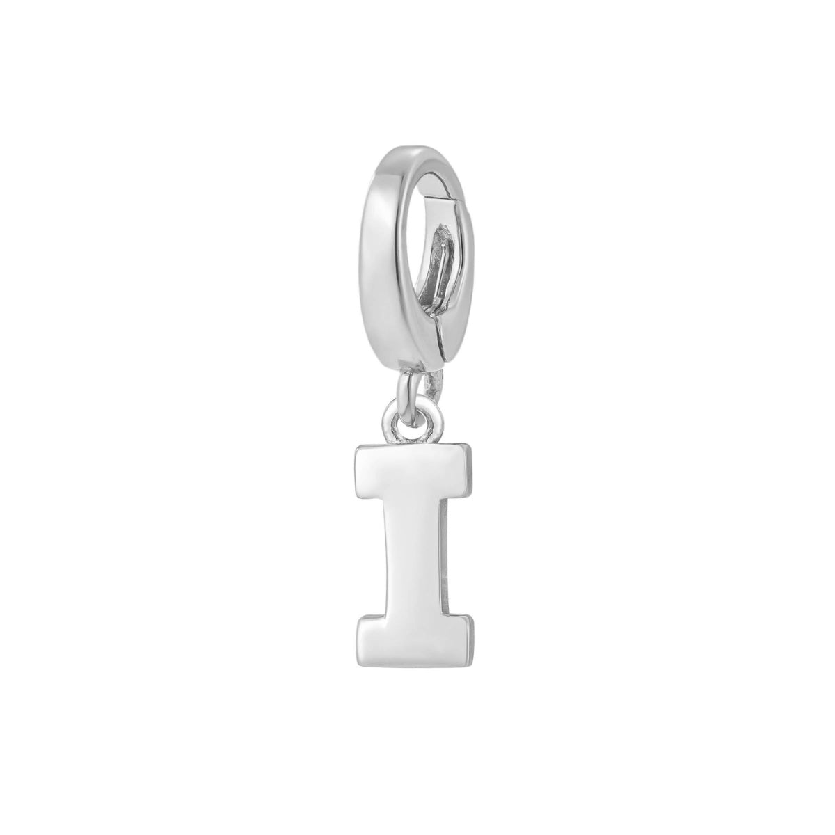 sterling silver initial I charm for necklace or bracelet from featherly - clip on charms