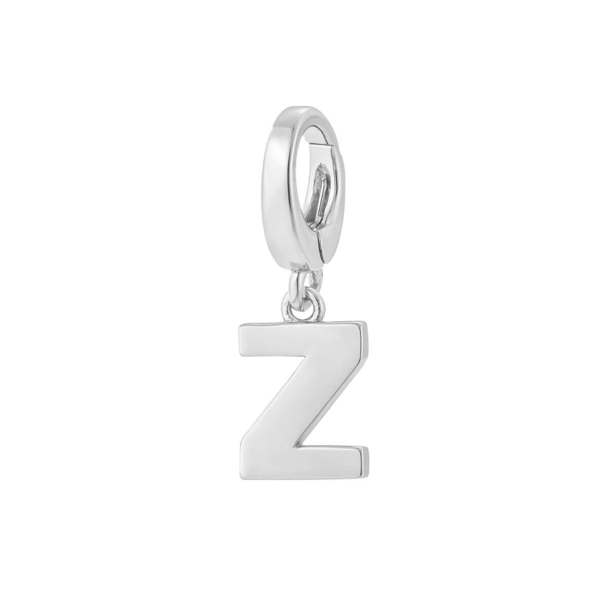 sterling silver initial Z charm for necklace or bracelet from featherly - clip on charms