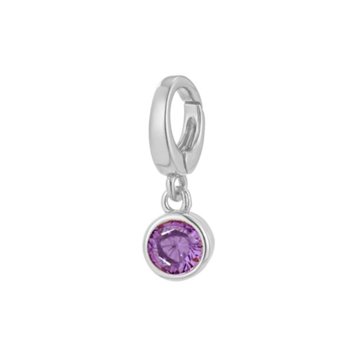 sterling silver February birthstone charm for necklace or bracelet from featherly - clip on charms