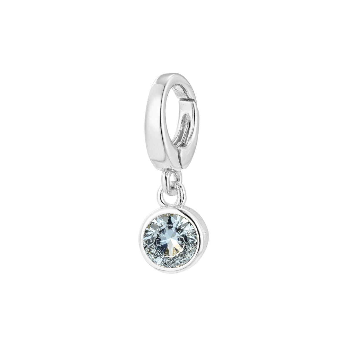 sterling silver March birthstone charm for necklace or bracelet from featherly - clip on charms