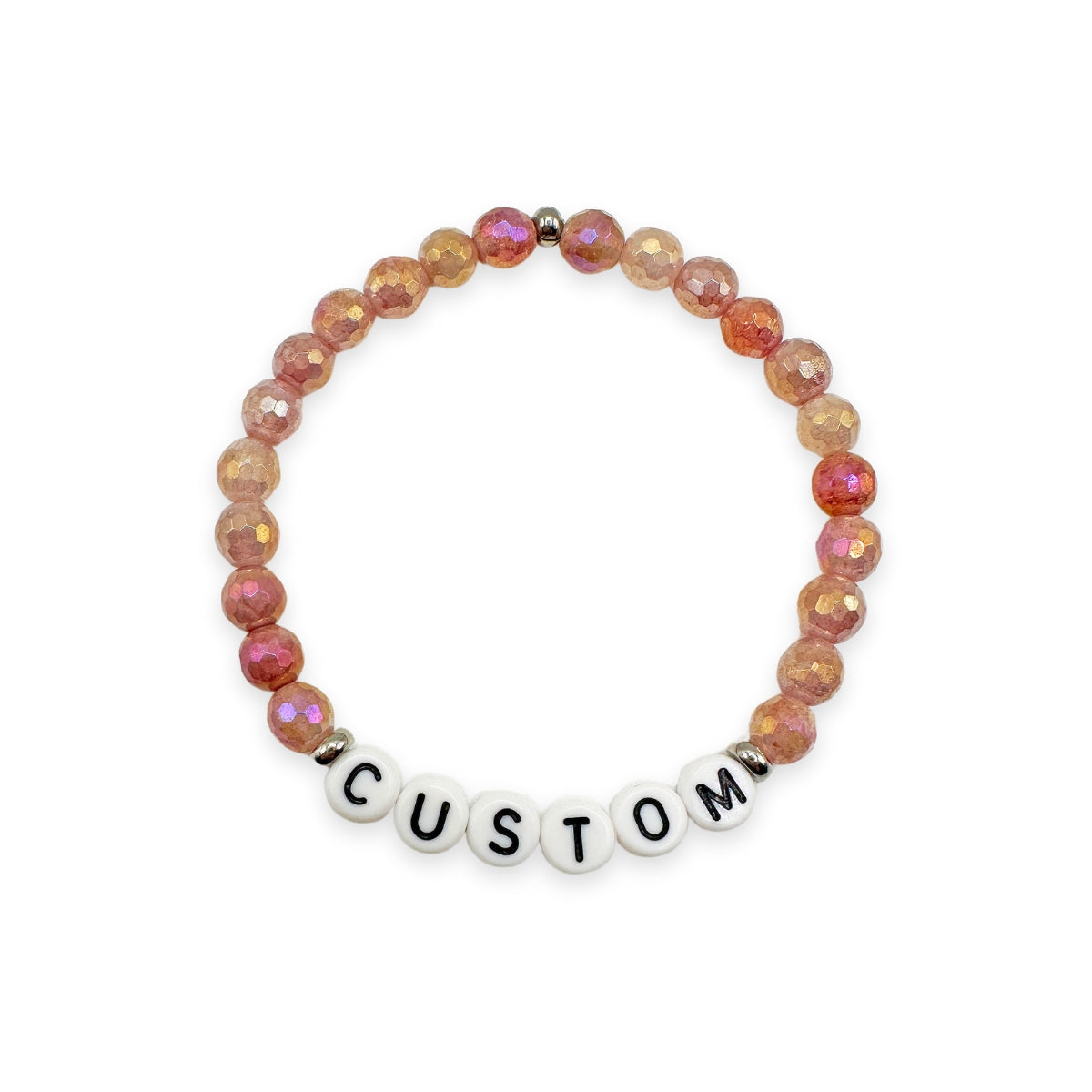 Women's personalized beaded bracelet custom design with strawberry quartz from Featherly