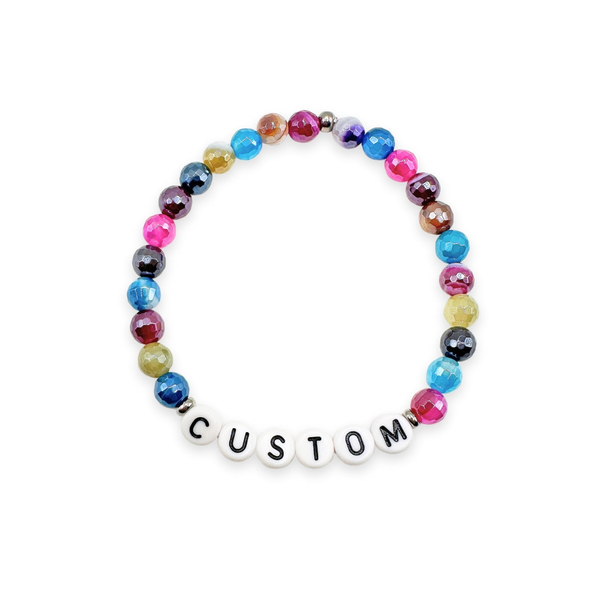 Women's personalized beaded bracelet custom design with multicolored agate from Featherly