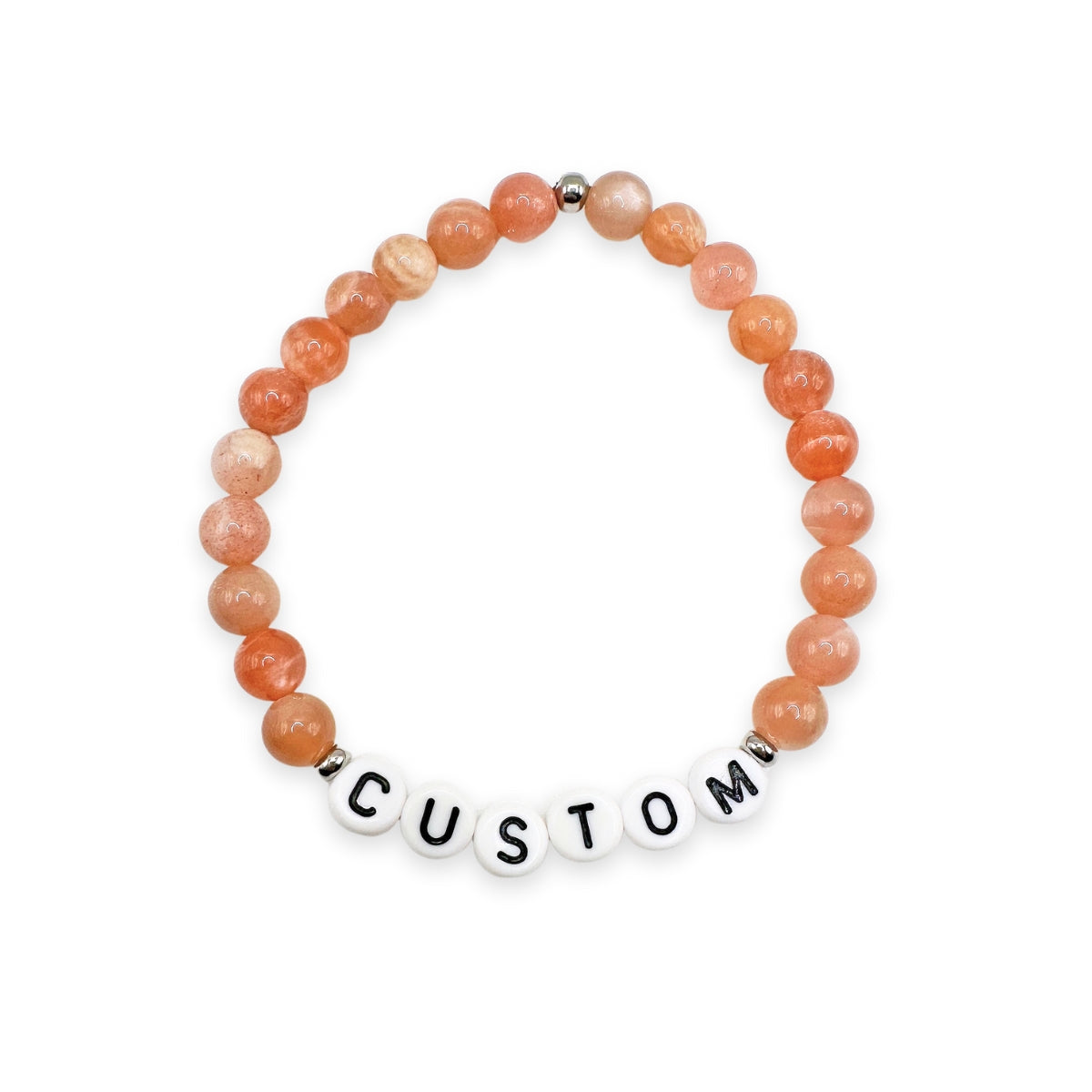 Women's personalized beaded bracelet custom design with sunstone from Featherly