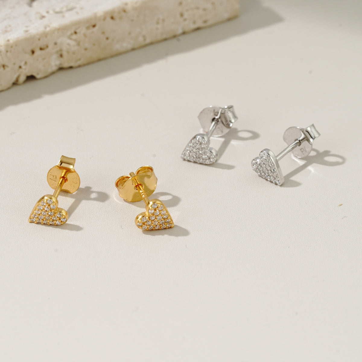 Sweetheart - CZ Heart Stud Earrings