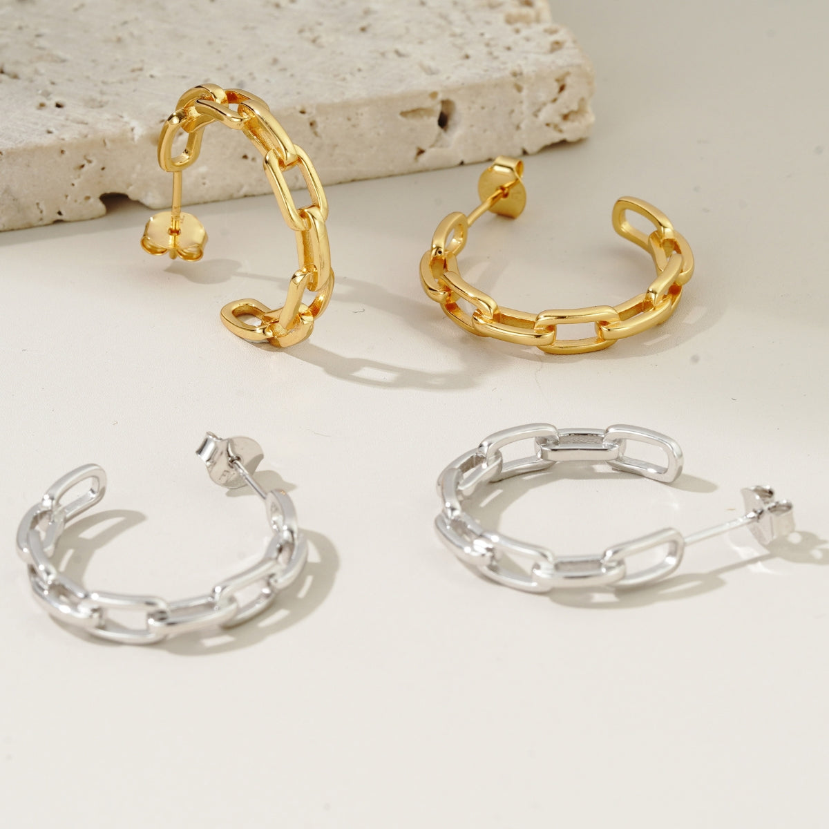 Unbreakable - Paperclip Link Hoop Earrings