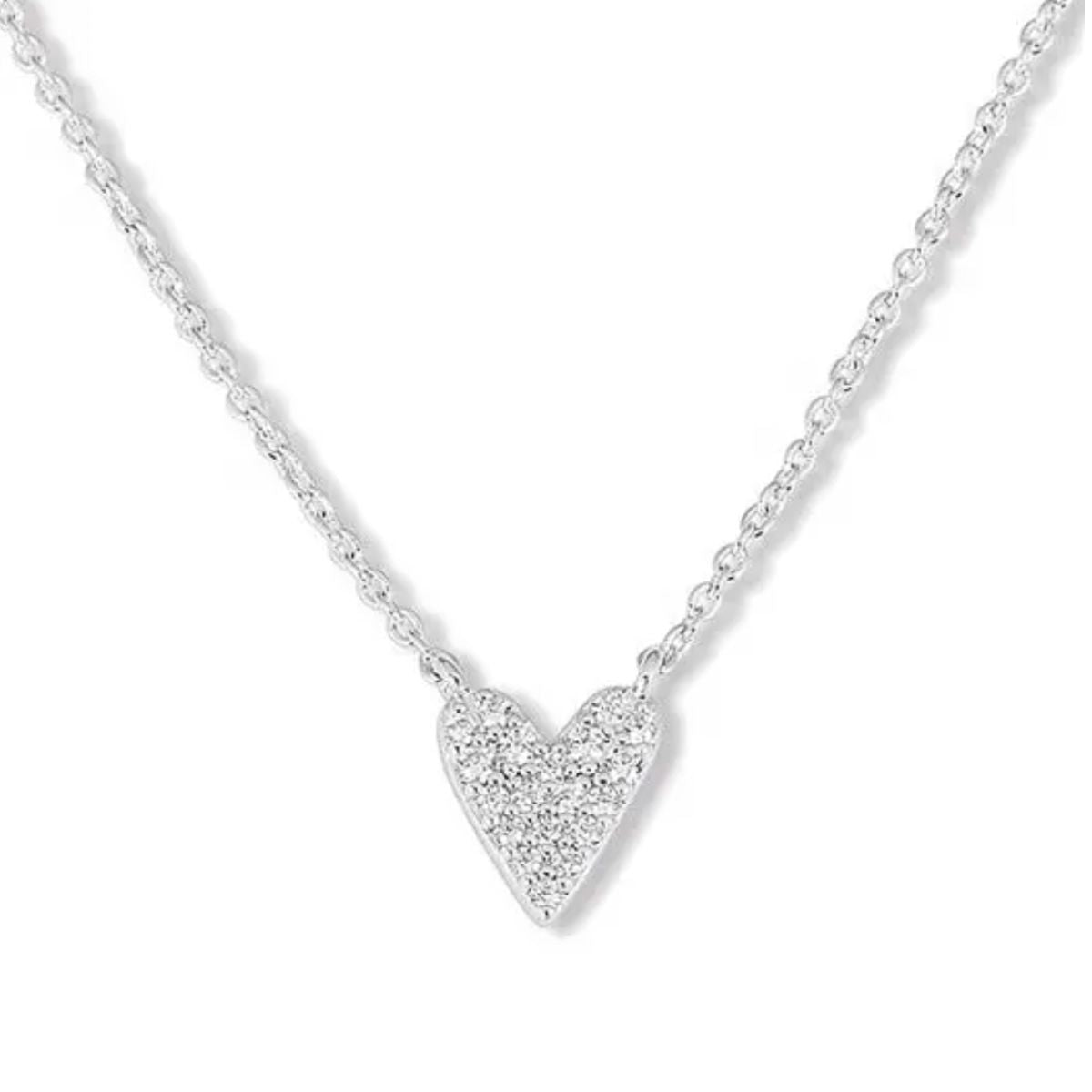 Featherly adjustable cubic zirconia heart necklace in 925 sterling silver