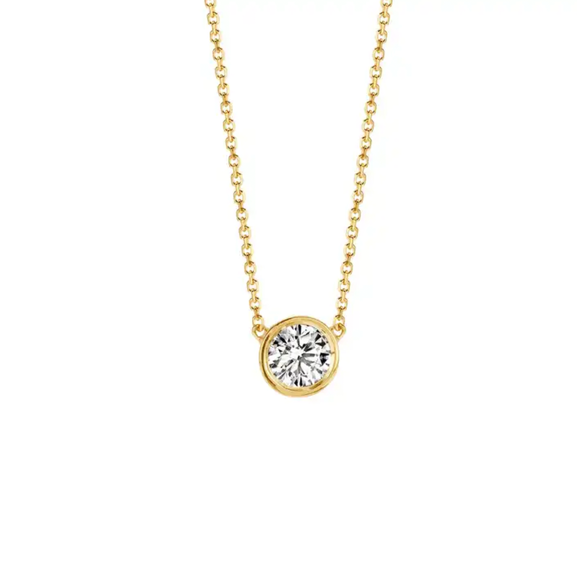 Featherly adjustable cubic zirconia bezel necklace in gold