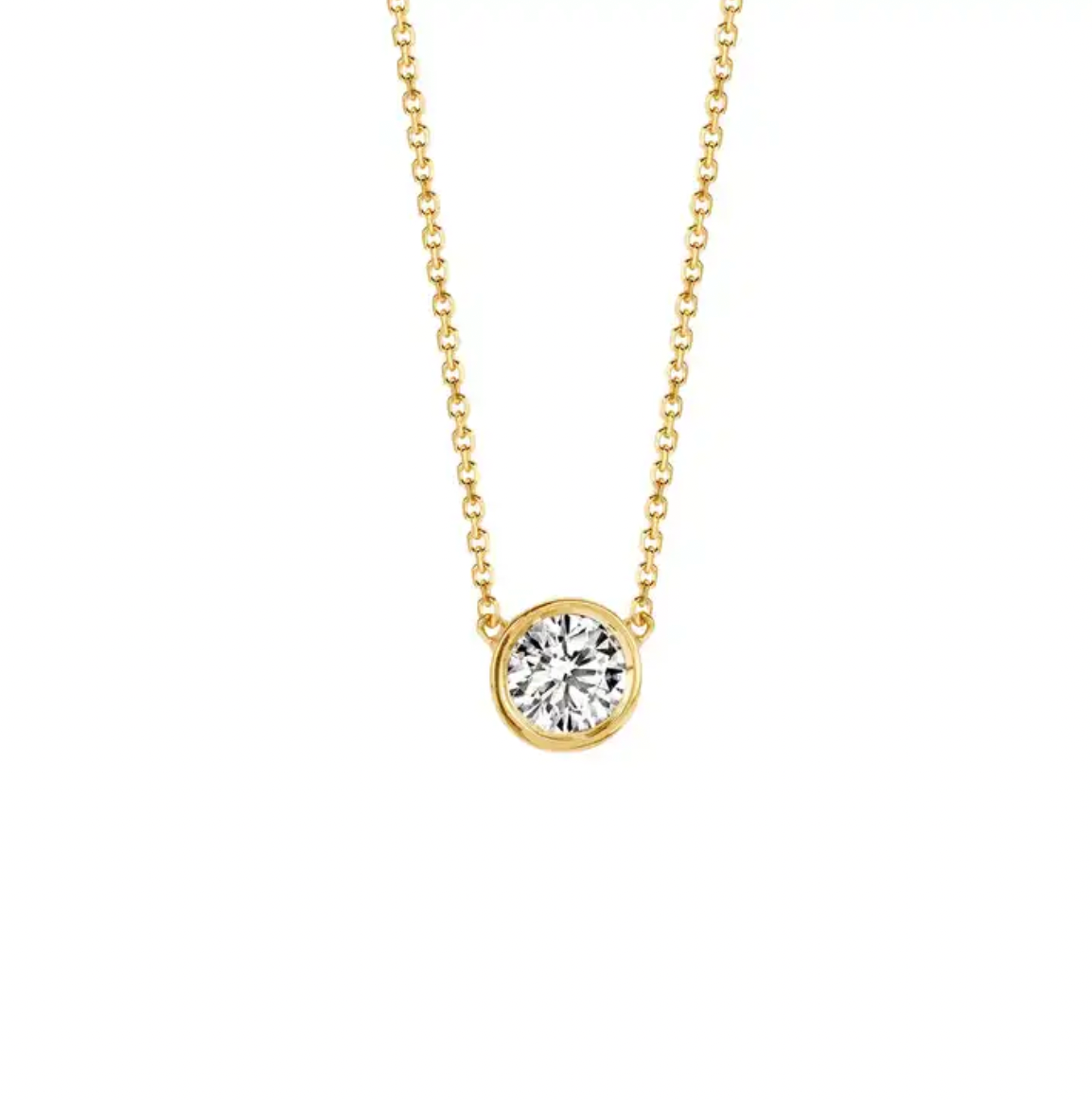  Featherly adjustable cubic zirconia bezel necklace in gold 