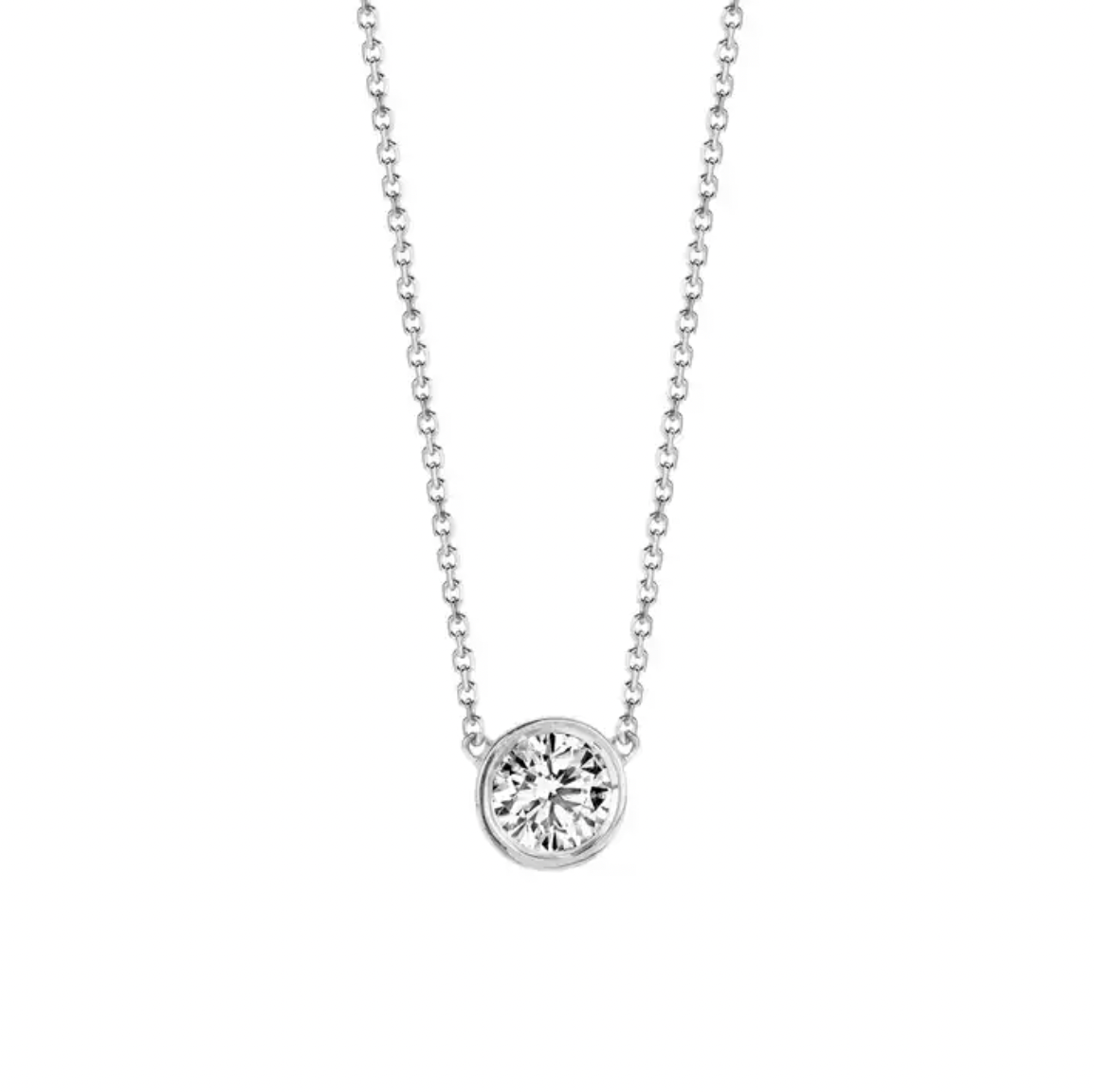  Featherly adjustable cubic zirconia bezel necklace in 925 sterling silver 