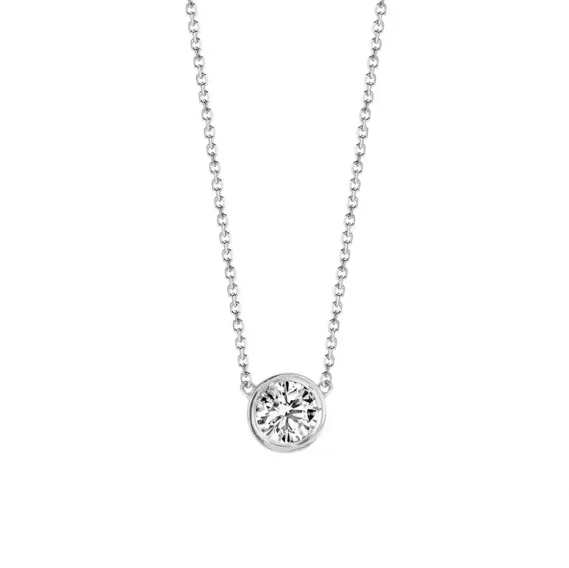 Featherly adjustable cubic zirconia bezel necklace in 925 sterling silver