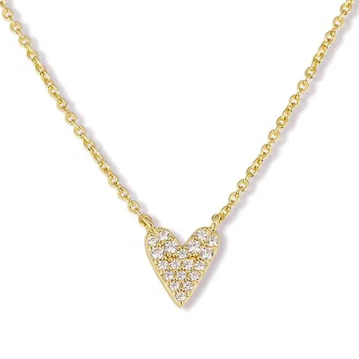 Featherly adjustable cubic zirconia heart necklace in gold