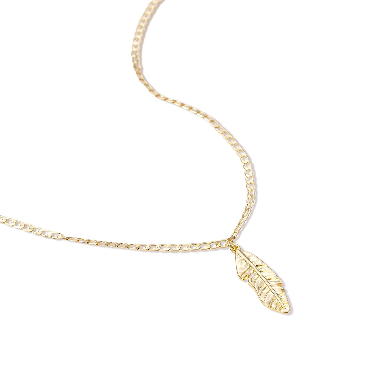 Featherly feather necklace pendant on gold adjustable chain