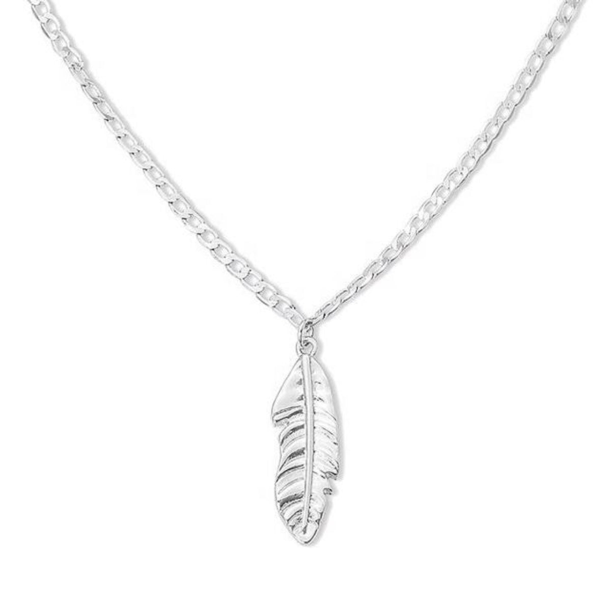 Featherly feather cuban chain necklace in 925 sterling silver