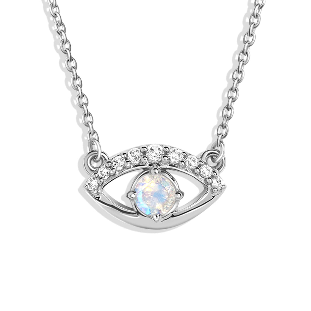 Featherly adjustable evil eye cubic zirconia necklace in 925 sterling silver