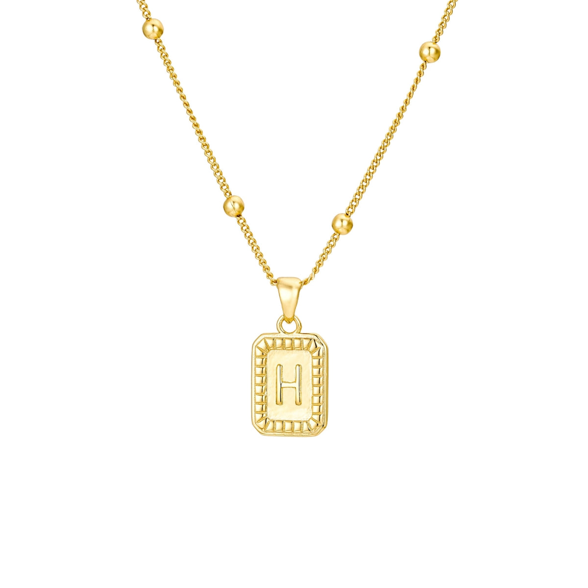 initial H necklace - gold initial necklace with letter H on adjustable chain plated in 18k gold