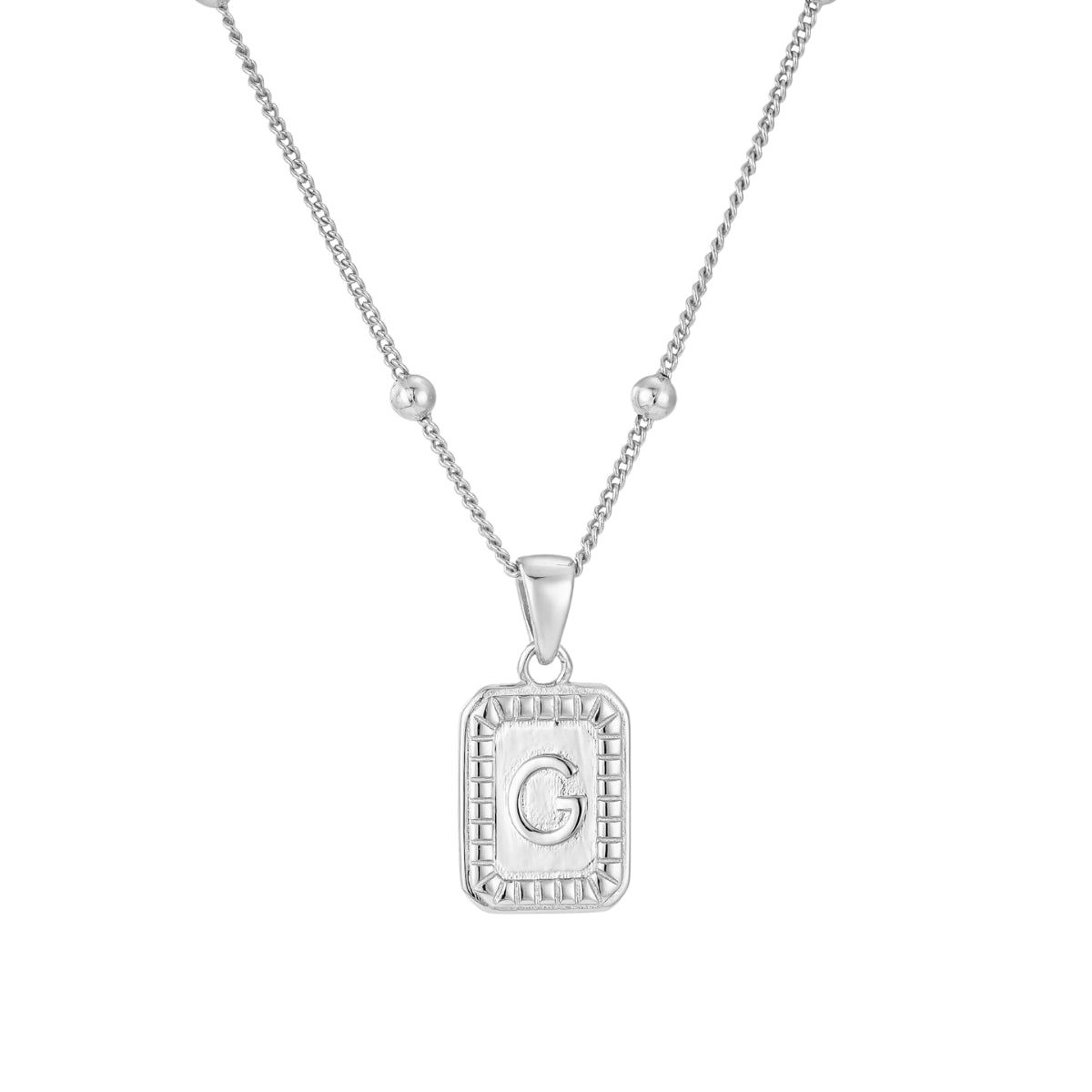 initial necklace G- silver initial necklace with letter G on adjustable chain