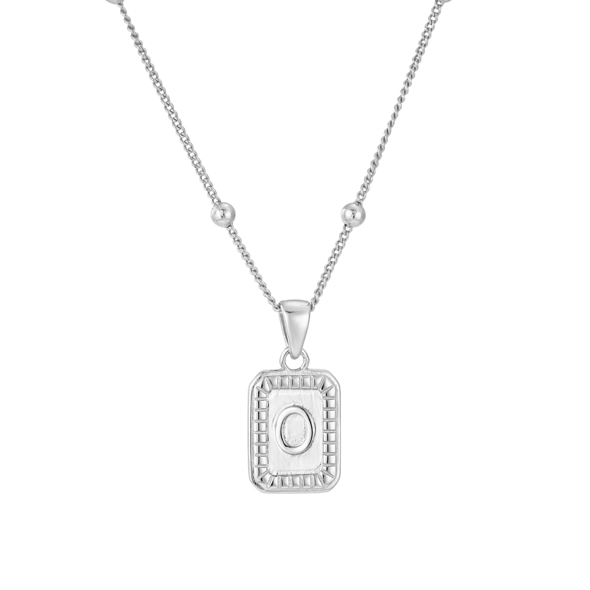 initial O necklace - silver initial necklace with letter O on adjustable chain