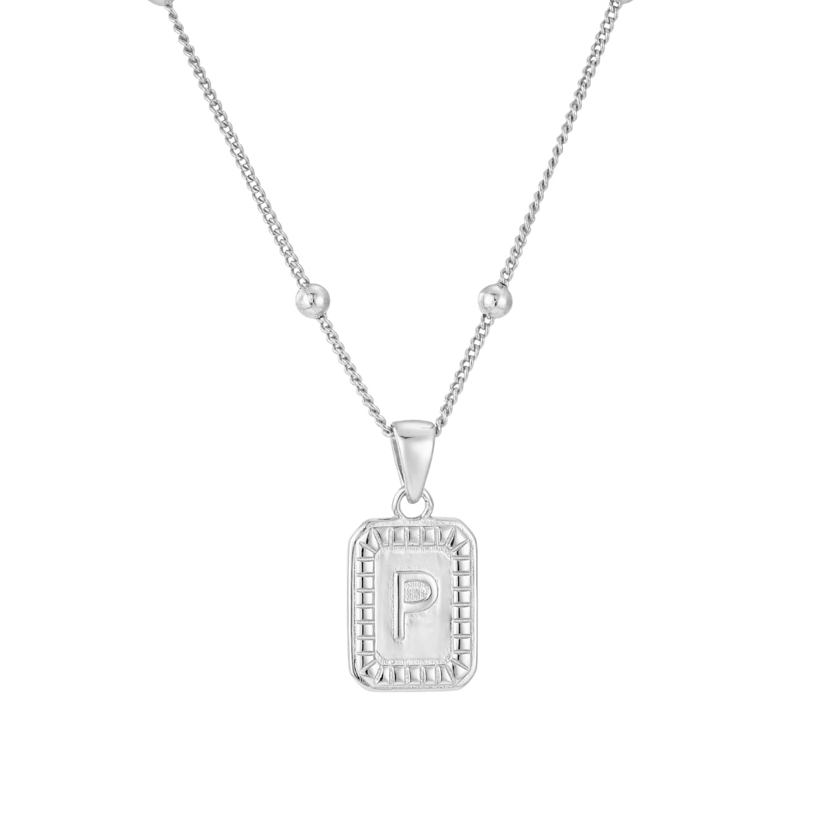 initial P necklace - silver initial necklace with letter P on adjustable chain