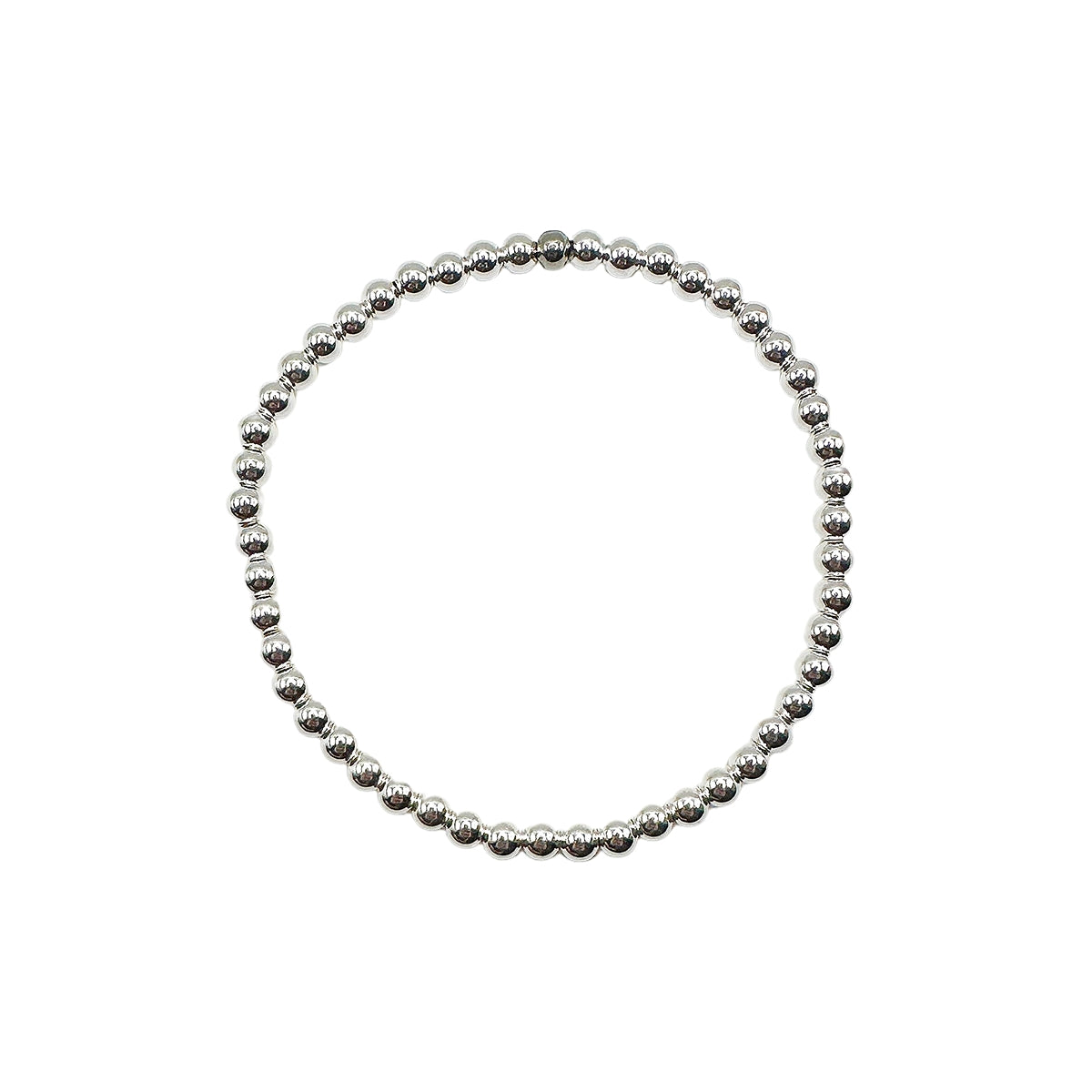 Featherly sterling silver 4mm beaded stretech bracelet 