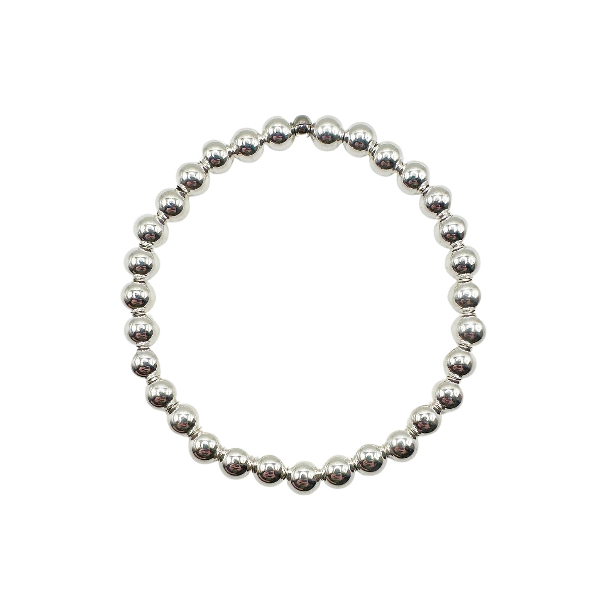 Featherly sterling silver 6mm stretch beaded bracelet
