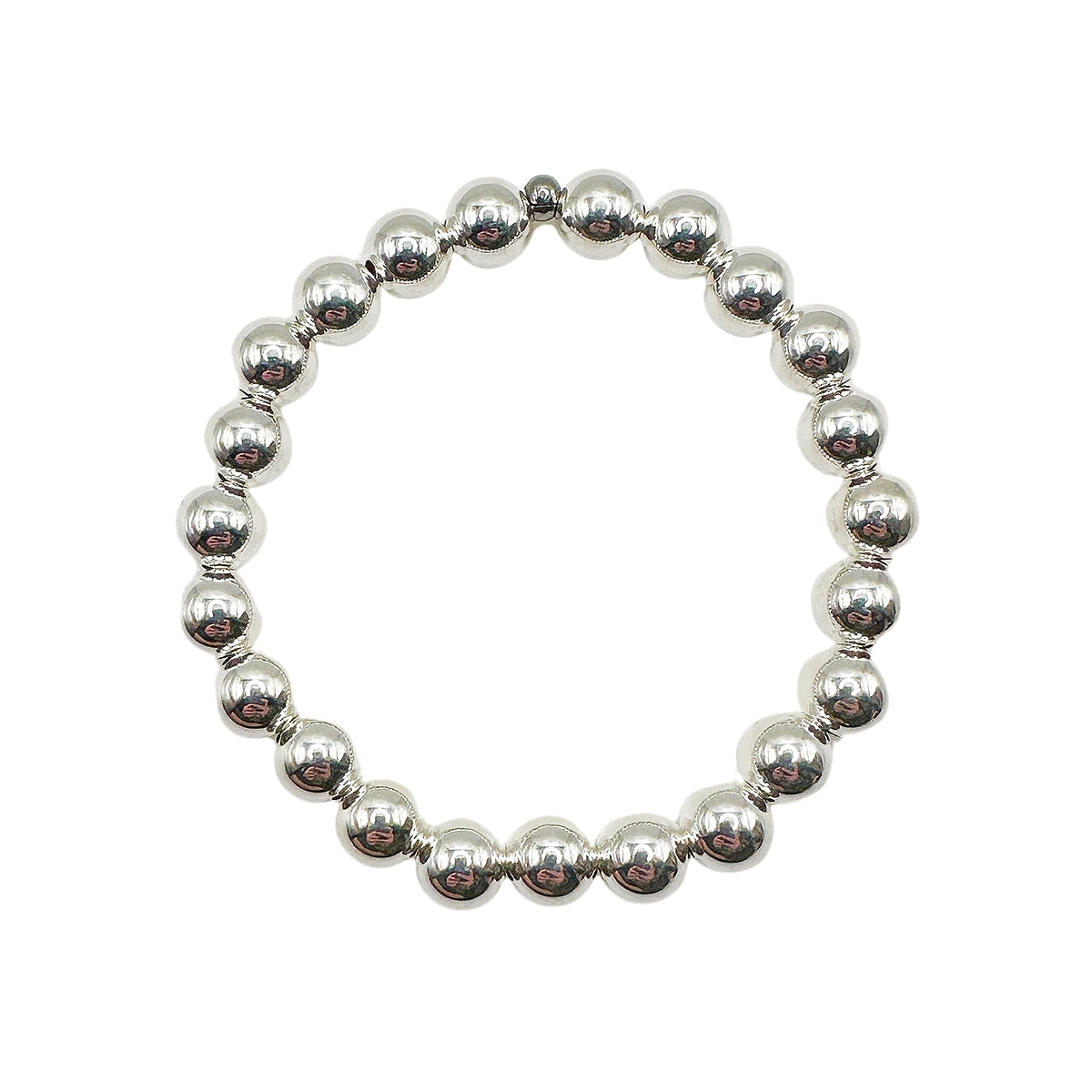 Featherly sterling silver 8mm stretch beaded bracelet