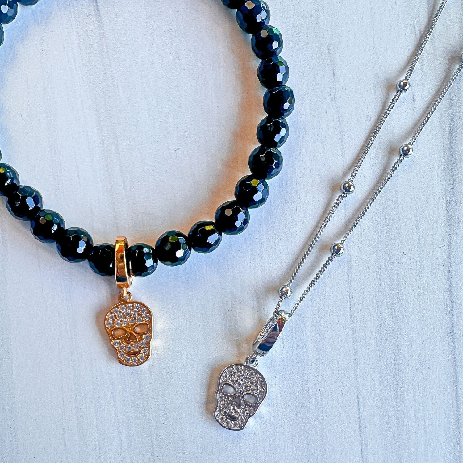 skull cz charms for bracelets and necklaces