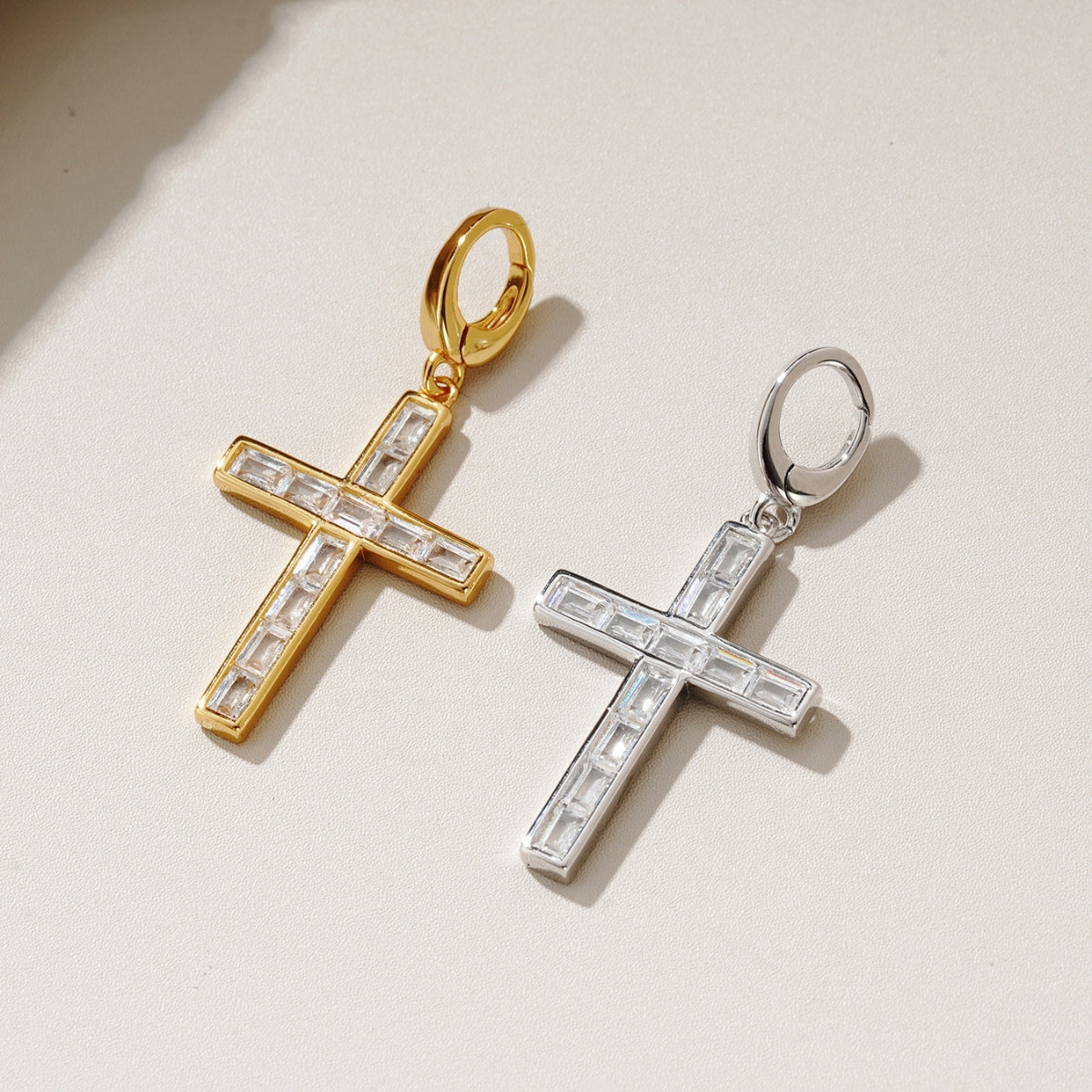 Featherly cz cross charms for bracelets and chain necklaces