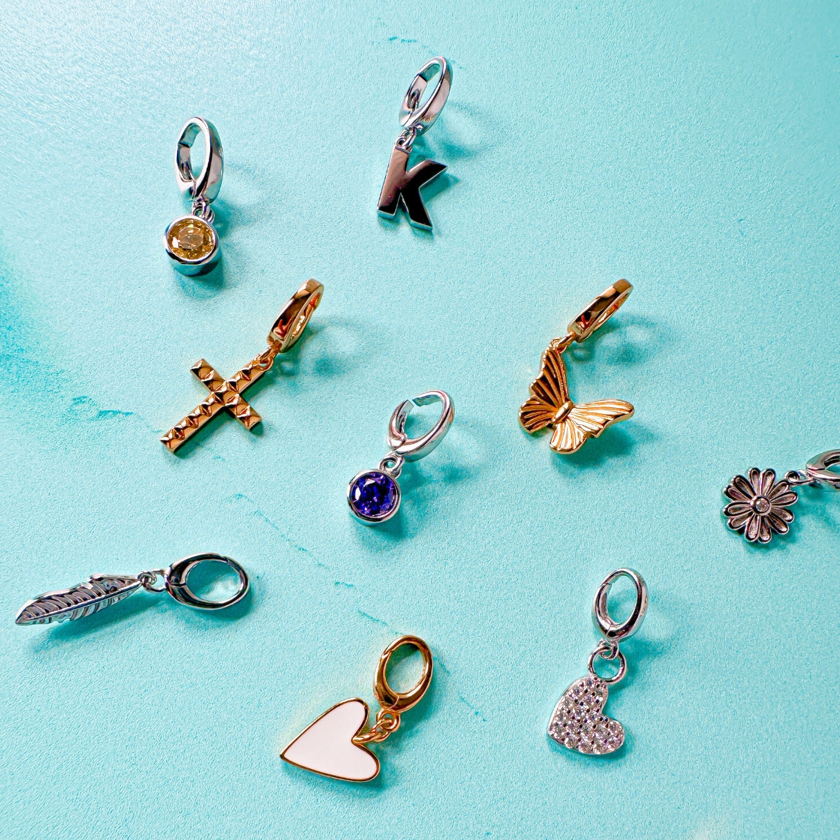 silver and gold charms for bracelets and necklaces - clip on charms for jewelry