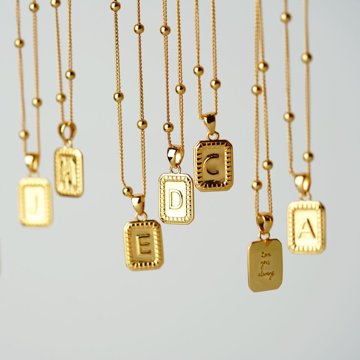 gold necklaces with initials for women on adjustable length 18 inch to 20 inch satellite chain